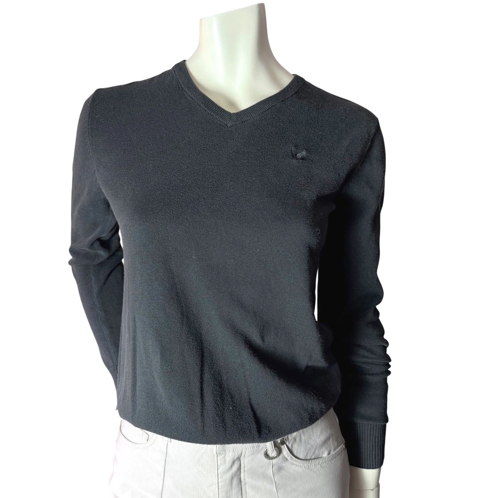 AE‎ V-Neck Sweater Faded Black Athletic Fit Dark Academia Preppy School Size XS
